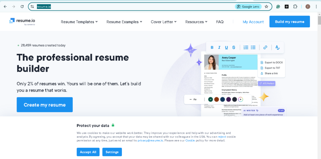 resume.io cv builder | cv